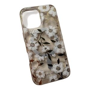 Kate Spade Floral iPhone 16 Case - White and Gold